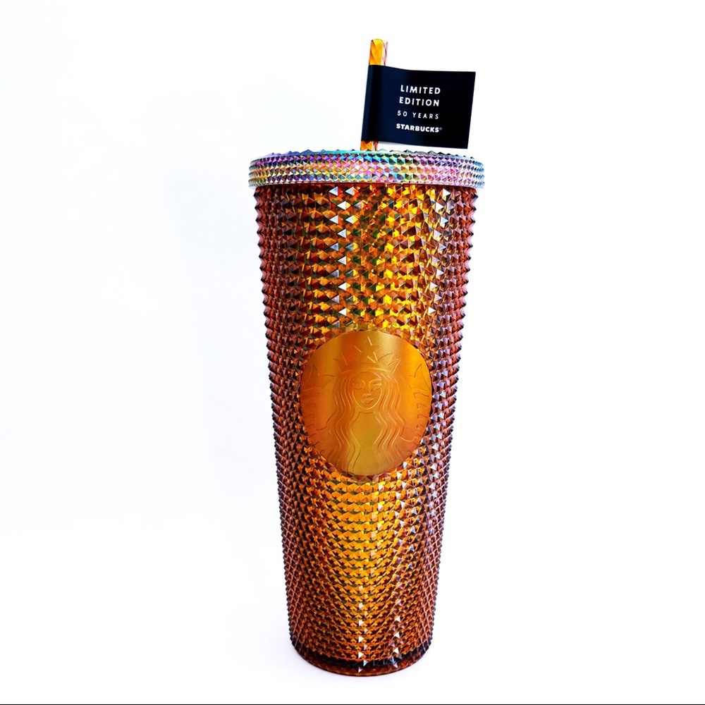 Starbucks Tumbler 50th Anniversary Limited Edition Studded Gold Iridescent Cup